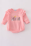 Pink believe embroidery ruffle bubble - Aaria Tees Aaria Tees