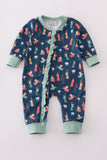 Navy nativity print ruffle romper - Aaria Tees Aaria Tees
