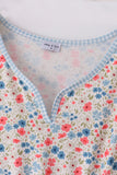 Pink&blue floral print women dress - Aaria Tees Aaria Tees