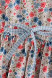 Pink&blue floral print women dress - Aaria Tees Aaria Tees