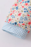 Pink&blue floral print women dress - Aaria Tees Aaria Tees
