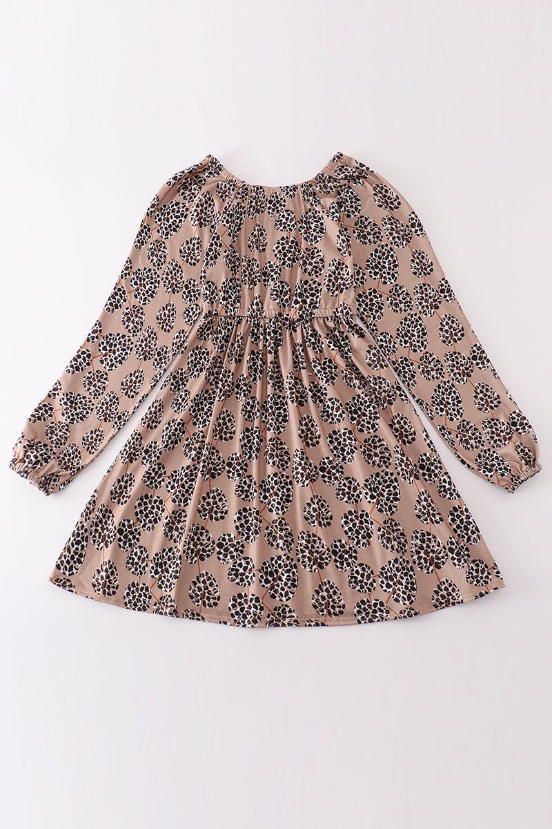Leopard botanical print women dress - Aaria Tees