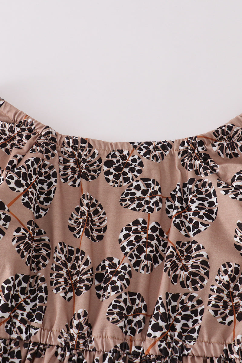 Leopard botanical print women dress - Aaria Tees Aaria Tees