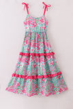 Pink Palm Paradise print tiered mom dress Aaria Tees