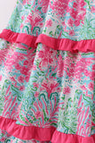 Pink Palm Paradise print tiered mom dress Aaria Tees