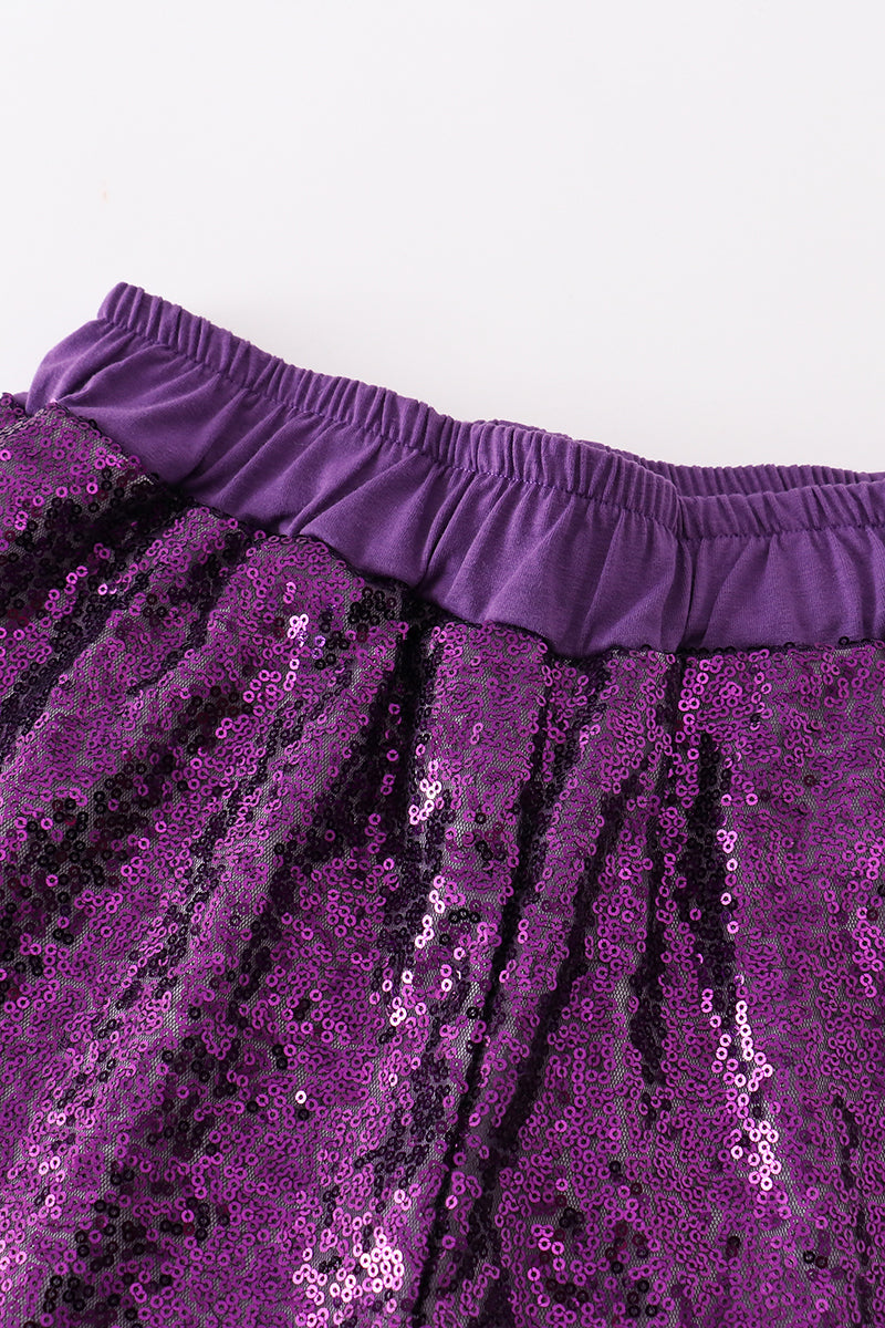 Purple sequin mardi gras mom&me skorts - Aaria Tees Aaria Tees