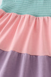 Multicolored tiered smocked mom&me dress Aaria Tees