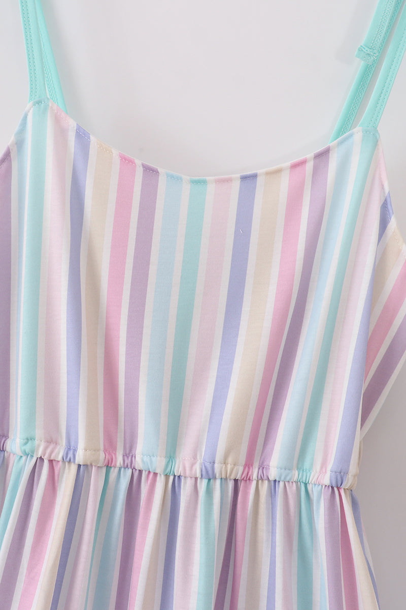 Multicolored stripe tiered mom dress - Aaria Tees Aaria Tees