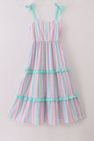 Multicolored stripe tiered mom dress - Aaria Tees Aaria Tees