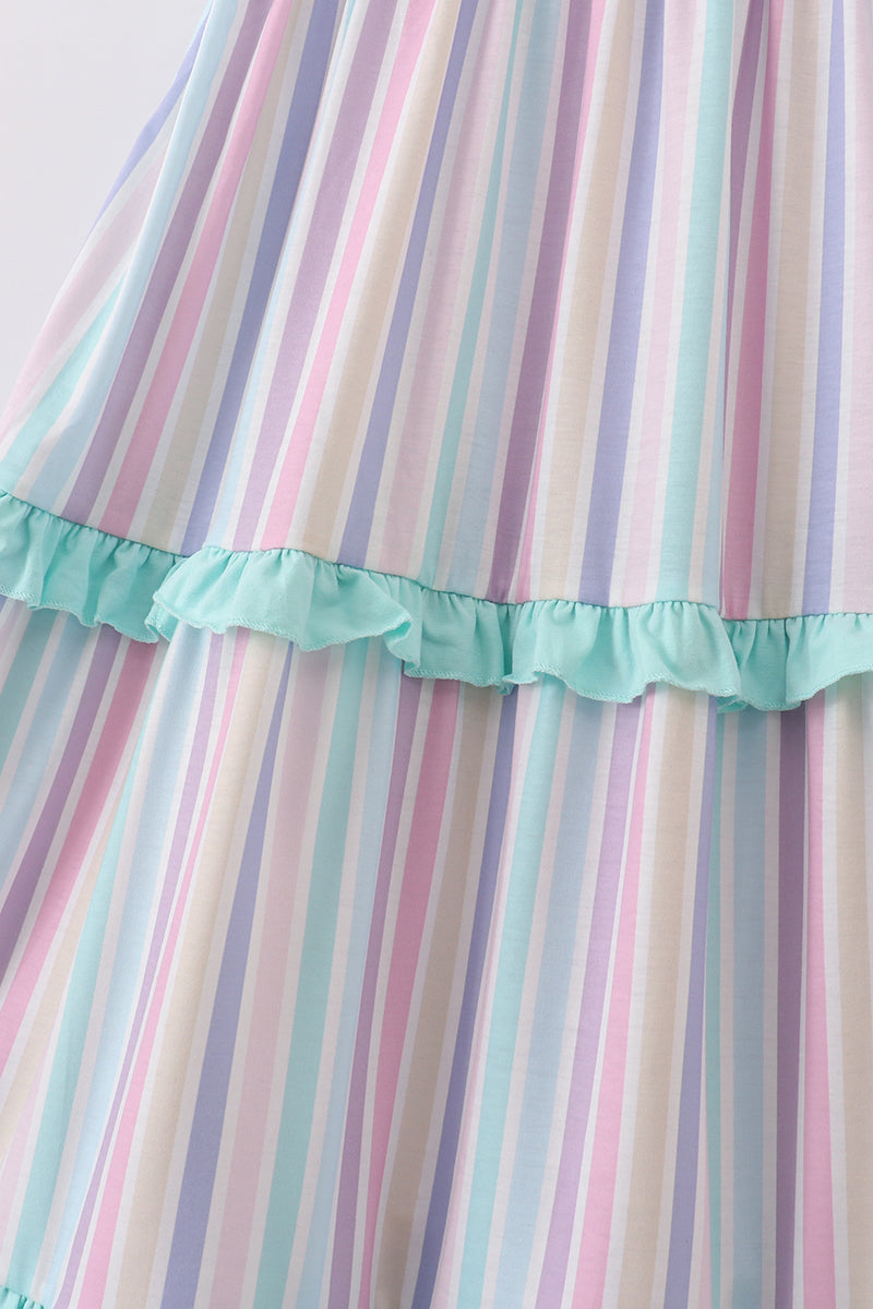 Multicolored stripe tiered mom dress - Aaria Tees Aaria Tees