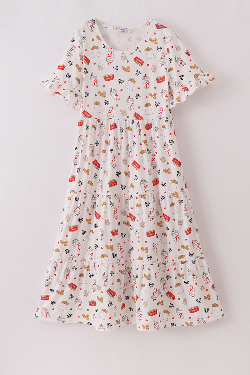 Red the lord's chicken print mom dress - Aaria Tees Aaria Tees