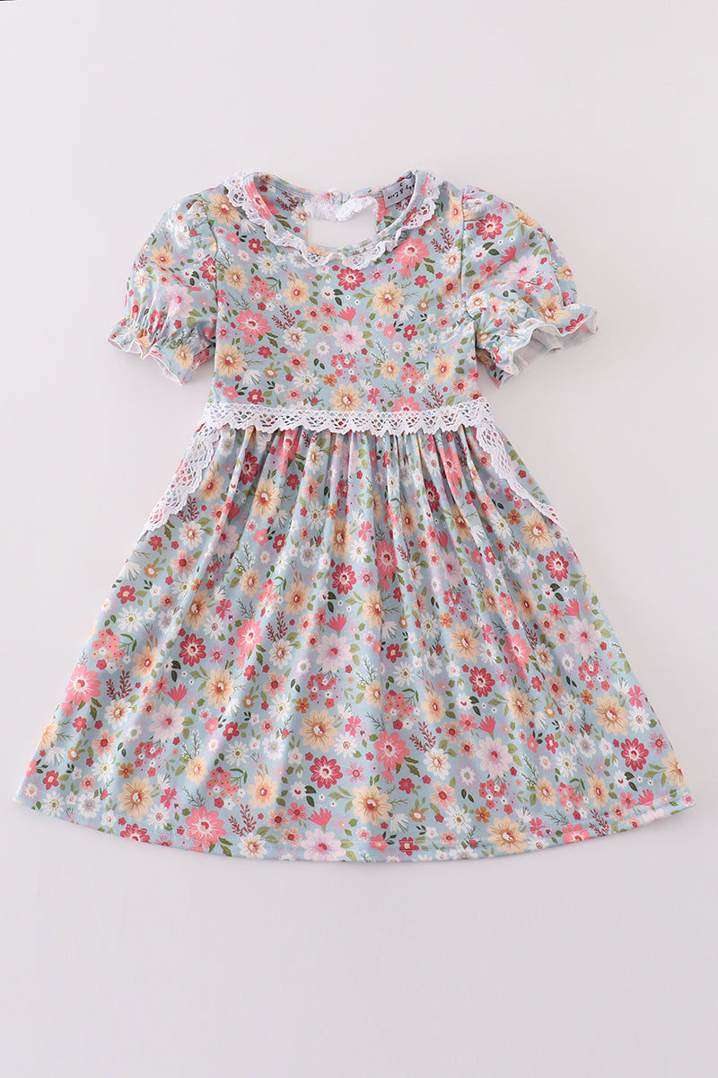 Green daisy print mom&me dress - Aaria Tees Aaria Tees