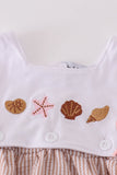 Brown Shell Starfish Embroidered Seersucker Bubble Aaria Tees