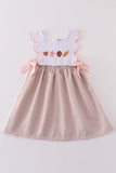 Brown Shell Starfish Embroidered Seersucker Dress Aaria Tees