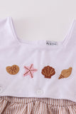 Brown Shell Starfish Embroidered Seersucker Dress Aaria Tees