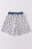Blue stripe anchor print dad swim trunks - Aaria Tees Aaria Tees
