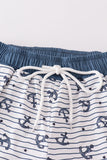 Blue stripe anchor print dad swim trunks - Aaria Tees Aaria Tees