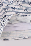 Blue stripe anchor print dad swim trunks - Aaria Tees Aaria Tees