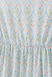 Blue delicate floral print mom dress - Aaria Tees Aaria Tees