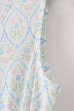 Blue delicate floral print mom dress - Aaria Tees Aaria Tees
