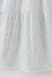 Blue delicate floral print mom dress - Aaria Tees Aaria Tees