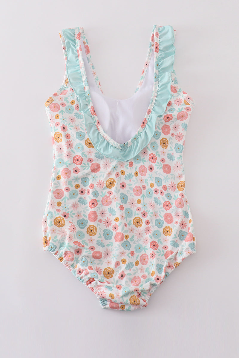 Minty floral bloom print mom swimsuit - Aaria Tees Aaria Tees