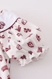 Maroon mississippi embroidery girl set - Aaria Tees Aaria Tees