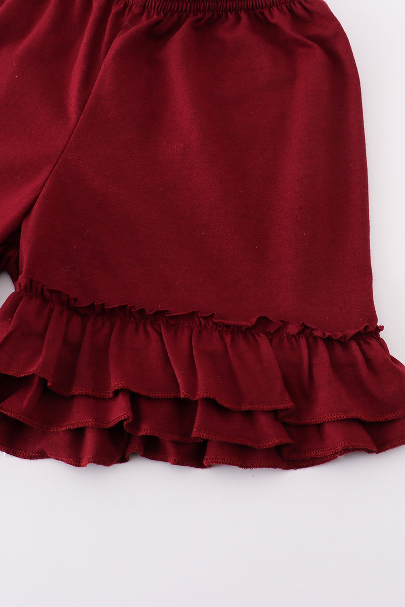 Maroon mississippi embroidery girl set - Aaria Tees Aaria Tees