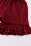 Maroon mississippi embroidery girl set - Aaria Tees Aaria Tees