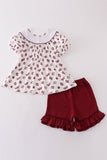 Maroon mississippi embroidery girl set - Aaria Tees Aaria Tees