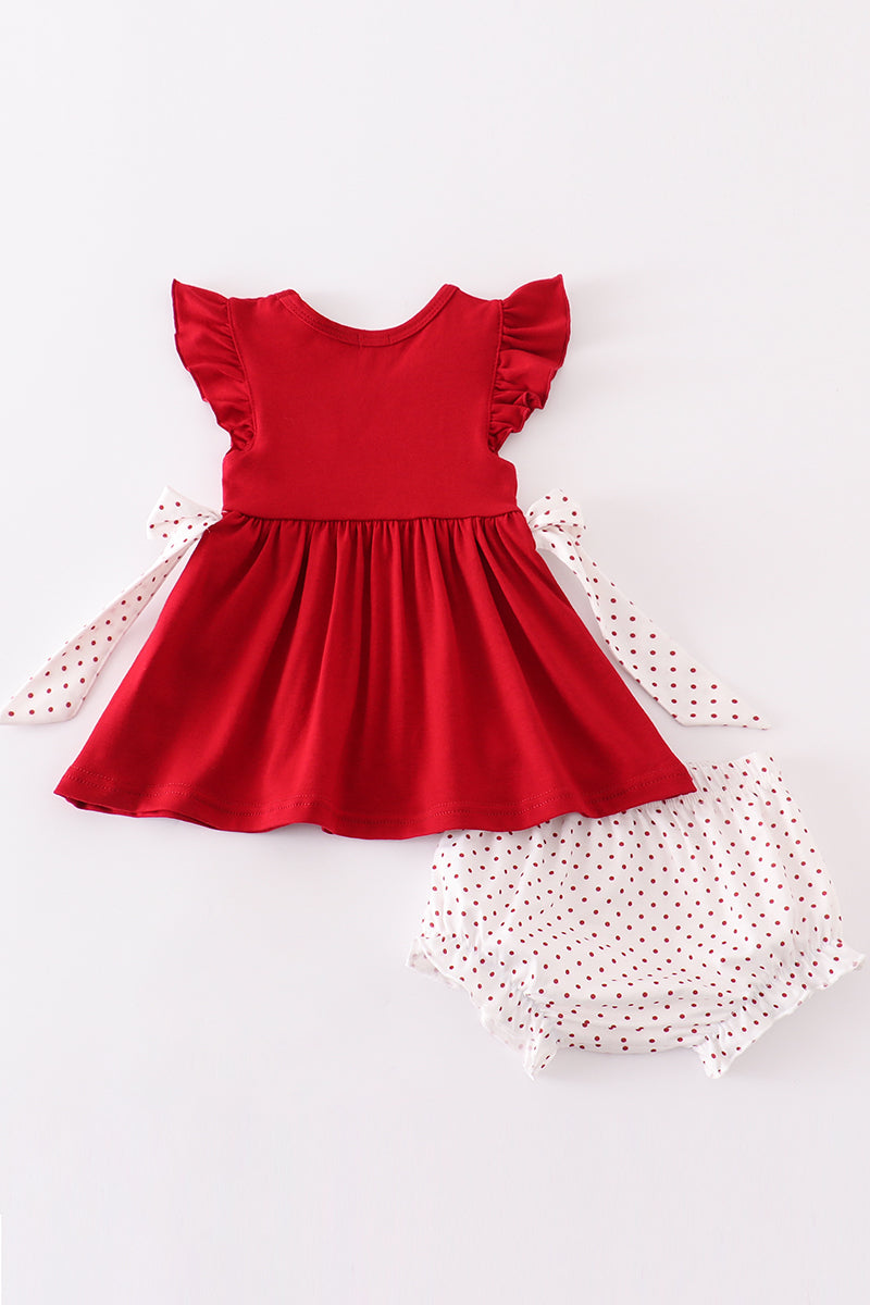 Red sooners embroidery girl bloomer set - Aaria Tees Aaria Tees