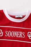 Red sooners embroidery boy bubble - Aaria Tees Aaria Tees