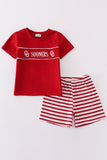 Red sooners embroidery boy set - Aaria Tees Aaria Tees