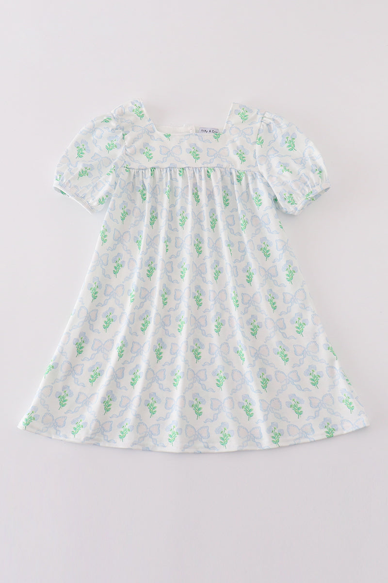 Green leaves bow print mom&me dress - Aaria Tees Aaria Tees