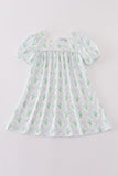 Green leaves bow print mom&me dress - Aaria Tees Aaria Tees