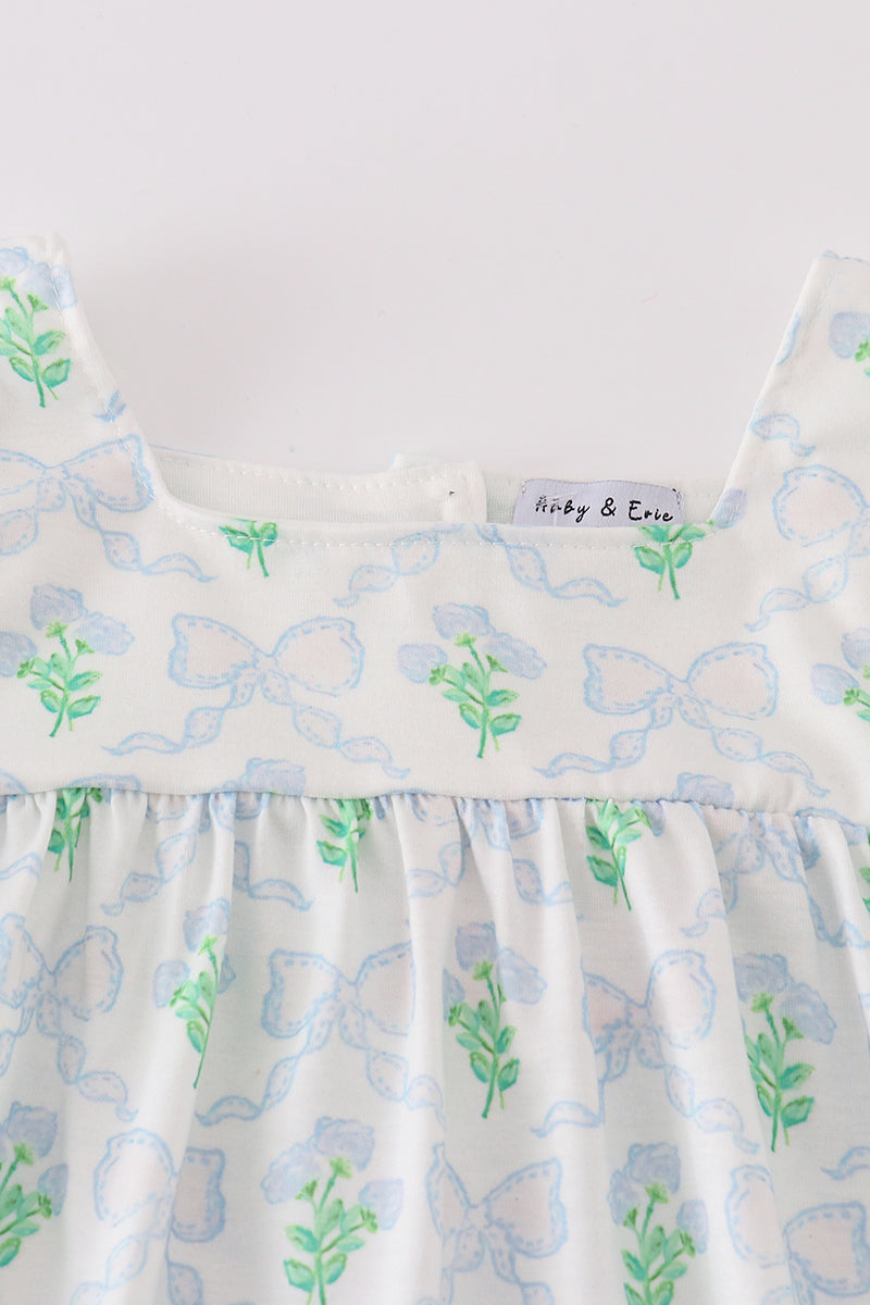 Green leaves bow print mom&me dress - Aaria Tees Aaria Tees