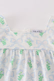 Green leaves bow print mom&me dress - Aaria Tees Aaria Tees
