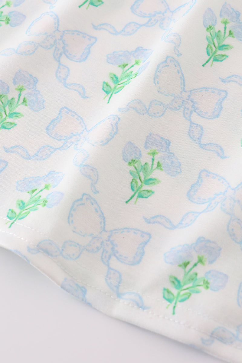 Green leaves bow print mom&me dress - Aaria Tees Aaria Tees