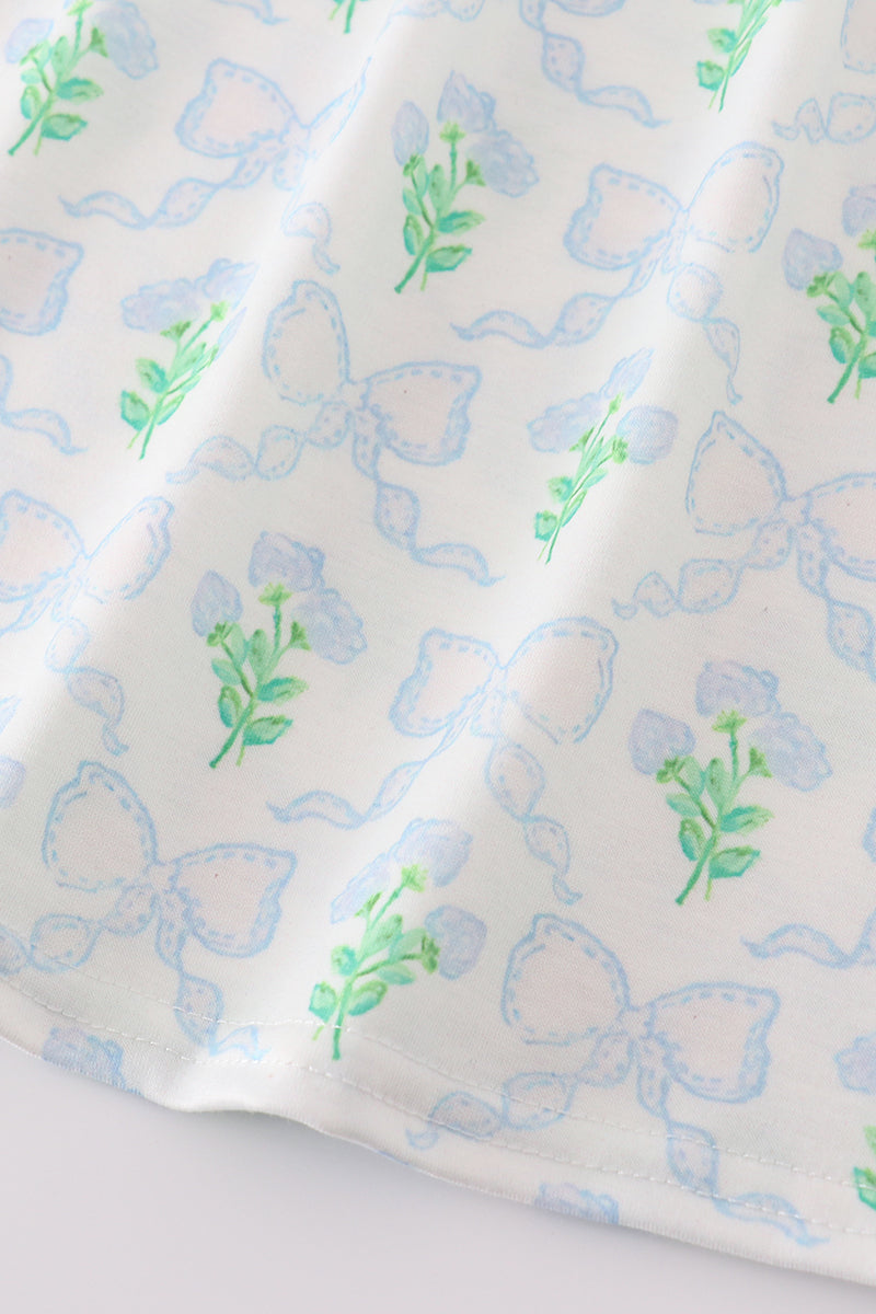 Green leaves bow print mom&me dress - Aaria Tees Aaria Tees