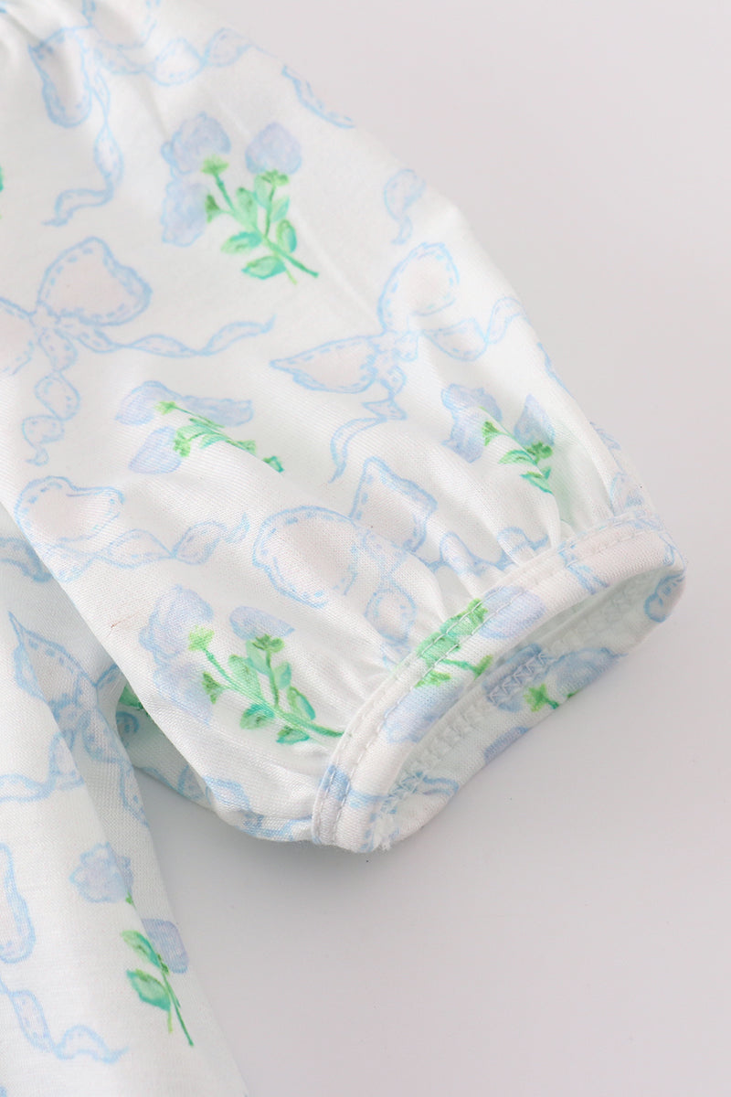 Green leaves bow print mom&me dress - Aaria Tees Aaria Tees