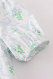 Green leaves bow print mom&me dress - Aaria Tees Aaria Tees