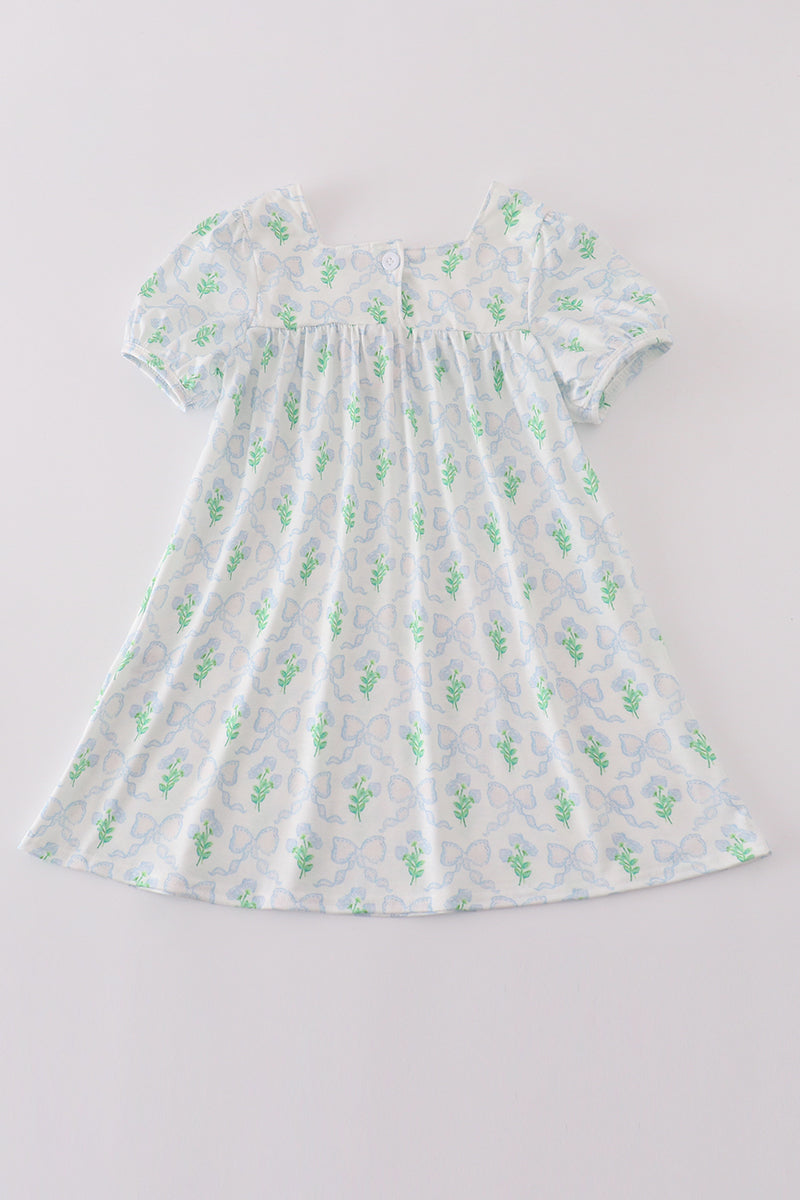 Green leaves bow print mom&me dress - Aaria Tees Aaria Tees