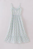 Green leaves bow print mom&me dress - Aaria Tees Aaria Tees