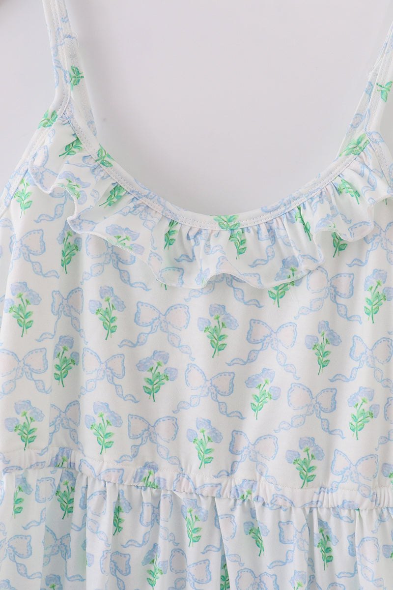 Green leaves bow print mom&me dress - Aaria Tees Aaria Tees