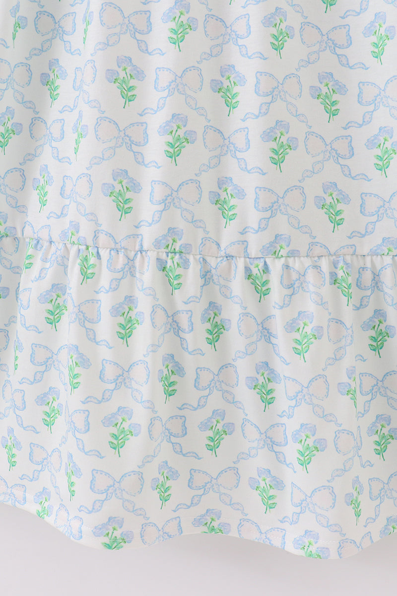 Green leaves bow print mom&me dress - Aaria Tees Aaria Tees