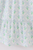 Green leaves bow print mom&me dress - Aaria Tees Aaria Tees