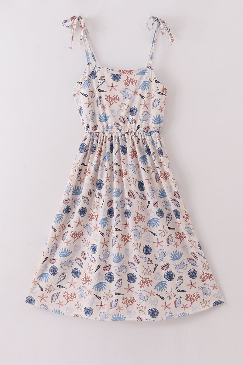 Blue ocean breeze shells print mom&me dress - Aaria Tees Aaria Tees