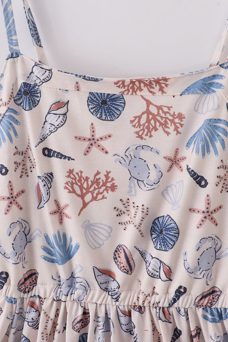 Blue ocean breeze shells print mom&me dress - Aaria Tees Aaria Tees