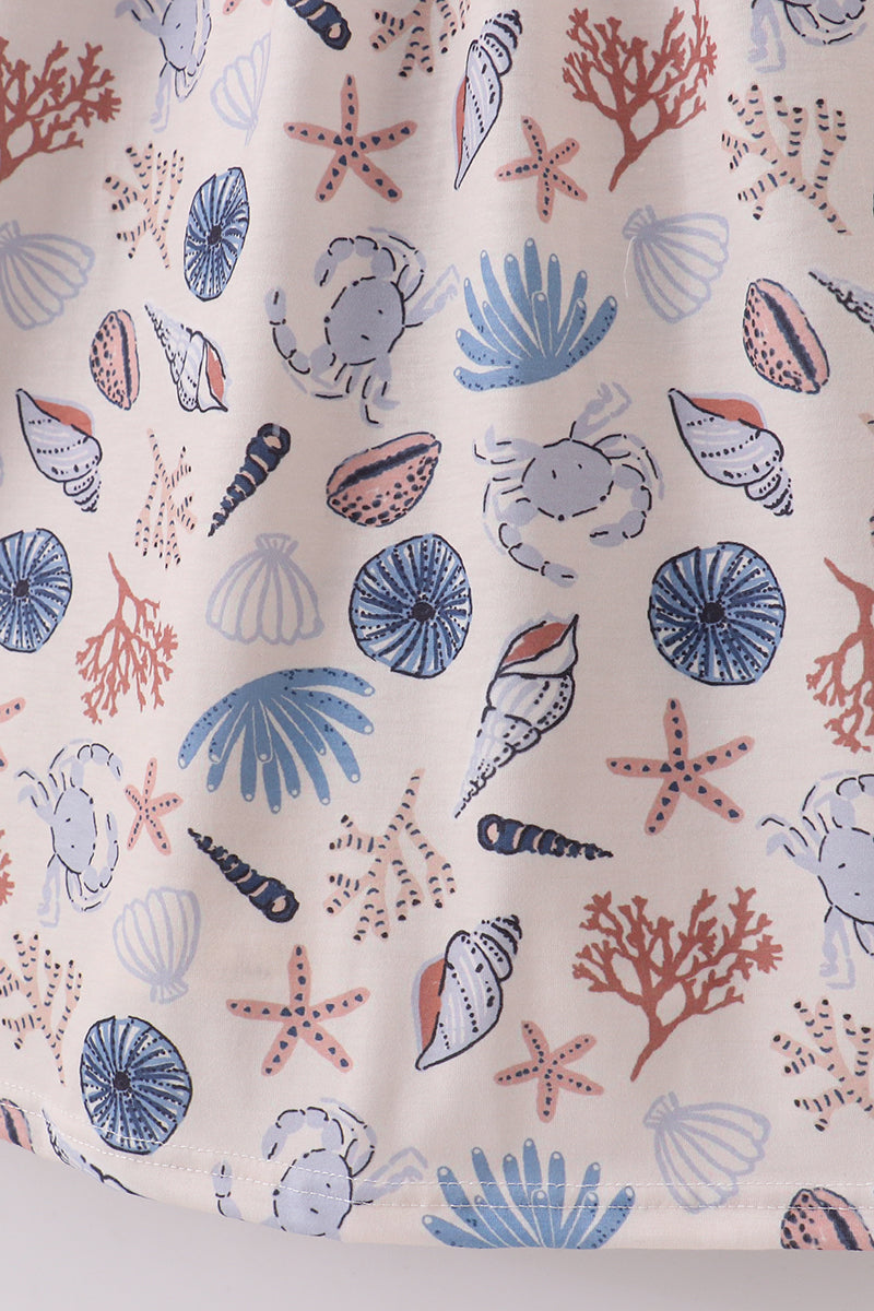Blue ocean breeze shells print mom&me dress - Aaria Tees Aaria Tees