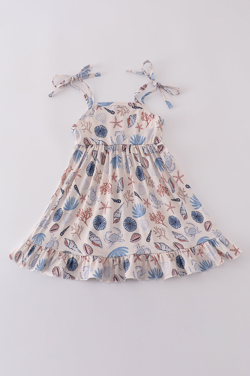 Blue ocean breeze shells print mom&me dress - Aaria Tees Aaria Tees